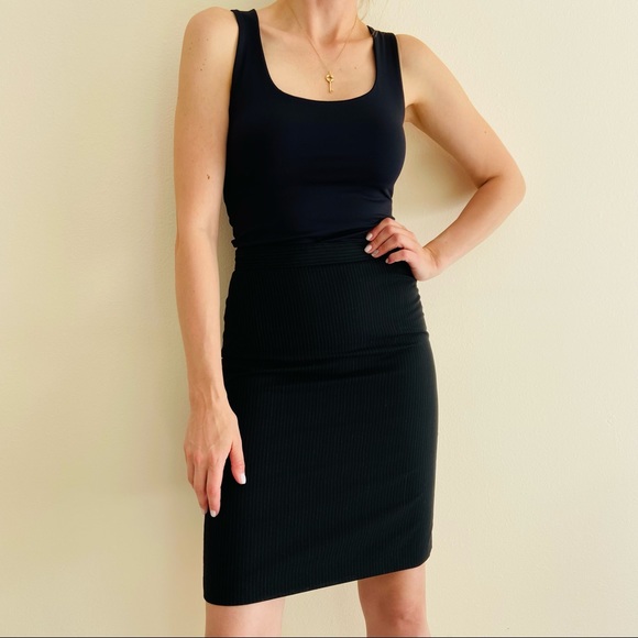 DKNY wool blend striped pencil midi skirt - Picture 7 of 9